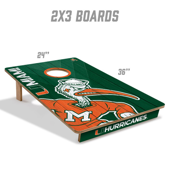 Miami Hurricanes 2x3 All Wood Cornhole Game Set| You the Fan |4616277