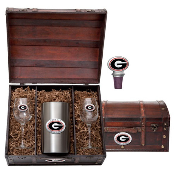 Georgia Bulldogs Wine Chest Set | Heritage Pewter | WSC10005ER
