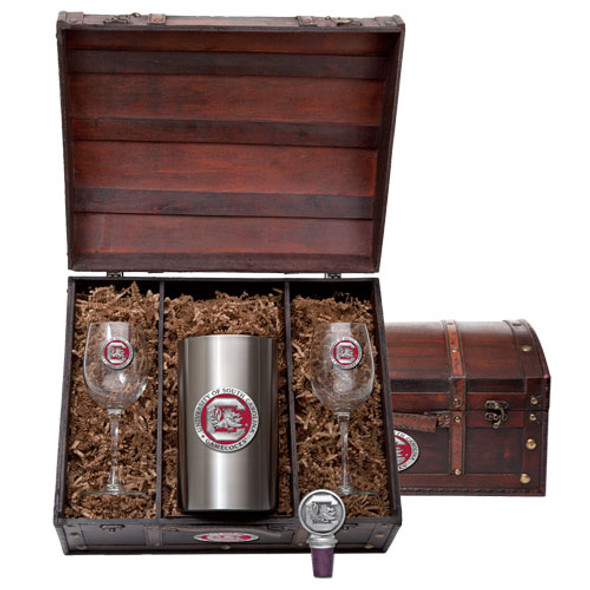 South Carolina Gamecocks Wine Chest Set | Heritage Pewter | WSC10165ER