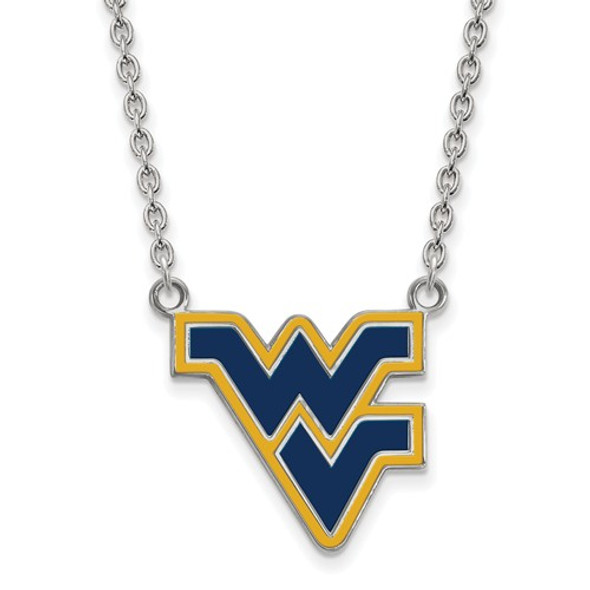 WV Mountaineers Sterling Silver Enamel Necklace | Logo Art | SS071WVU-18