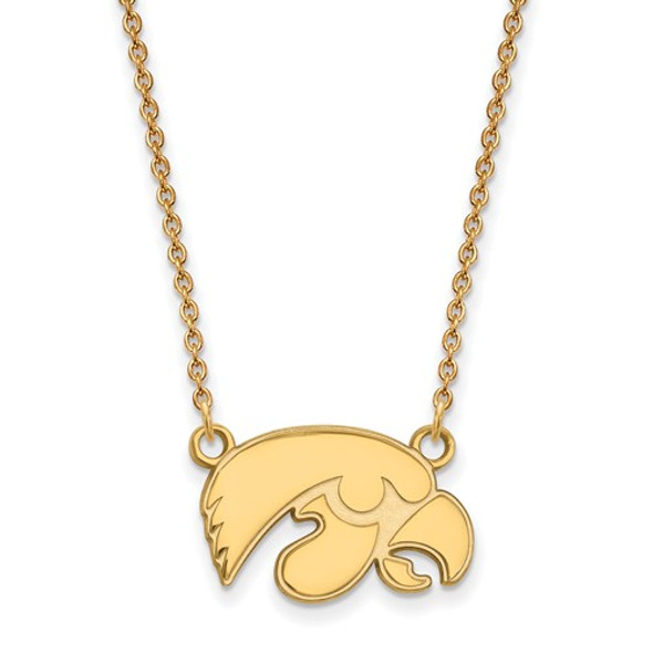 Iowa Hawkeyes Mascot 14K Gold Pendant Necklace | Logo Art | 4Y015UIA-18
