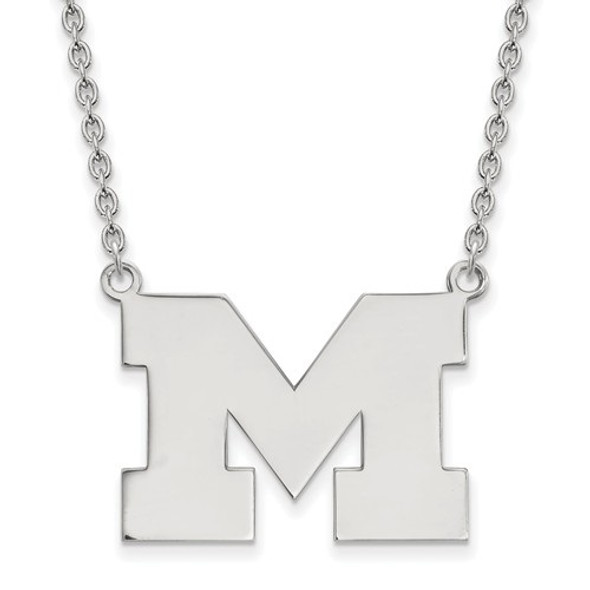Michigan Wolverines M Sterling Silver Pendant Necklace | Logo Art | SS016UM-18