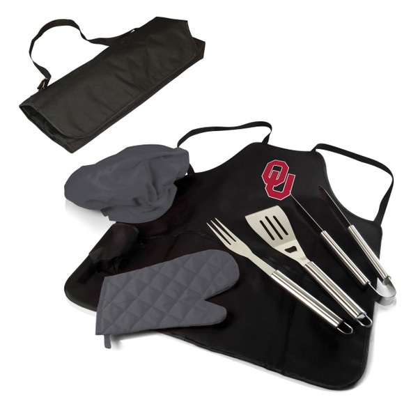 Oklahoma Sooners BBQ Apron Tote Set | Picnic Time | 635-88-179-454-0