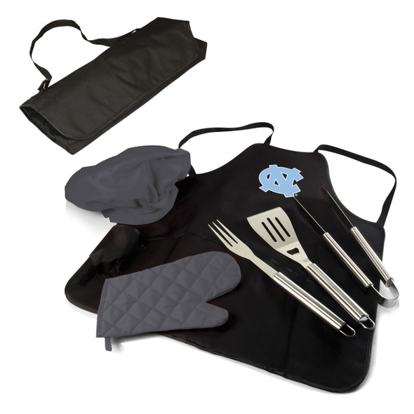 UNC Tarheels BBQ Apron Tote Set | Picnic Time | 635-88-179-414-0