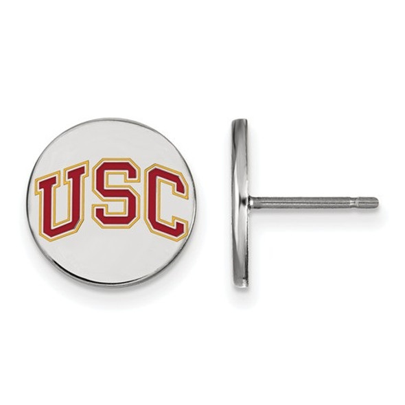 USC Trojans Sterling Silver Disc Post Earrings | Logo Art | SS055USC