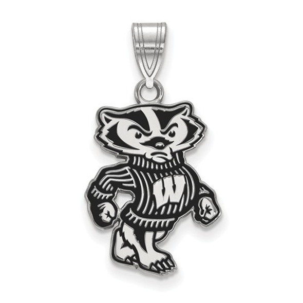 Wisconsin Badgers Sterling Silver Enamel Pendant | Logo Art | SS096UWI