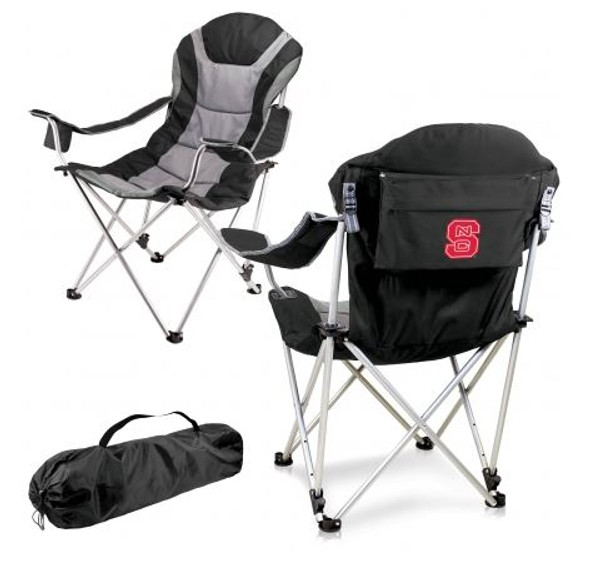 NC State Wolfpack Reclining Camp Chair - Black | Picnic Time | 803-00-175-424-0
