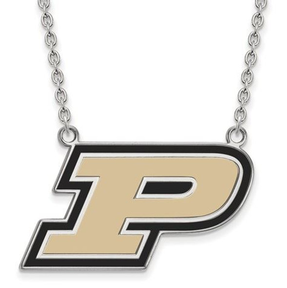 Purdue Boilermakers Sterling Silver Large Enamel Pendant Necklace | Logo Art | SS016PU-18