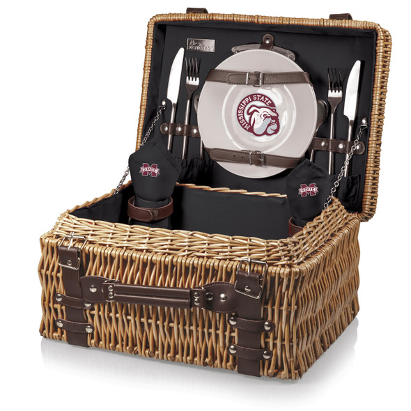 Mississippi St. Bulldogs Champion Picnic Basket - Black | Picnic Time | 208-40-179-384-0