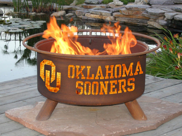 Oklahoma Sooners Portable Fire Pit Grill | Patina | F218-1