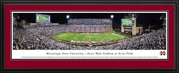 Mississippi St. Bulldogs Panoramic Photo Deluxe Matted Frame - 50 Yard Line | Blakeway | MSSU2D