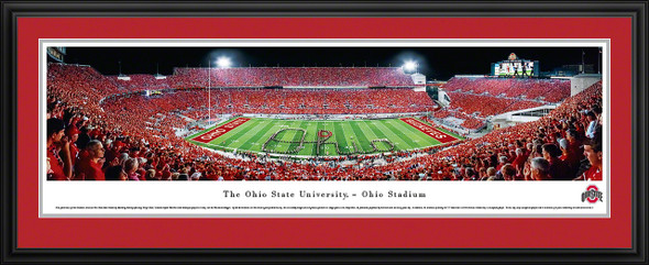 Ohio State Buckeyes Panoramic Photo Deluxe Matted Frame - 50 Yard Line | Blakeway | OSU2D