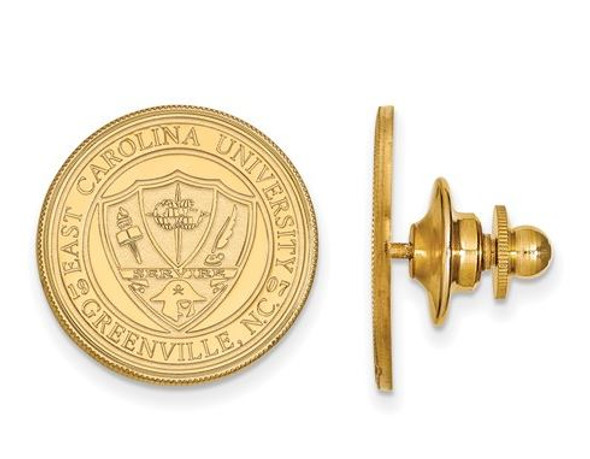 East Carolina Pirates Sterling Silver Gold Plated Crest Lapel Pin | Logo Art | GP055ECU