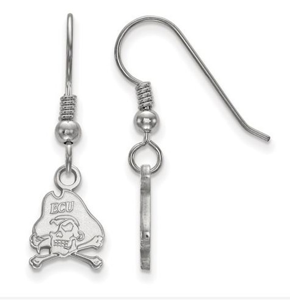 East Carolina Pirates Sterling Silver Extra Small Dangle Earrings | Logo Art | SS006ECU