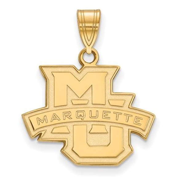 Marquette University Sterling Silver Gold Plated Medium Pendant | Logo Art | 1Y024MAR