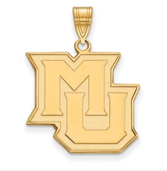 Marquette University Golden Eagles Sterling Silver Gold Plated Large Pendant | Logo Art | GP016MAR