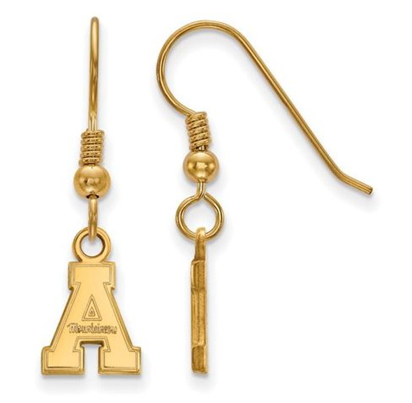 Appalachian State University Sterling Silver Gold Plated Extra Small Dangle Earrings | Logo Art | GP005APS