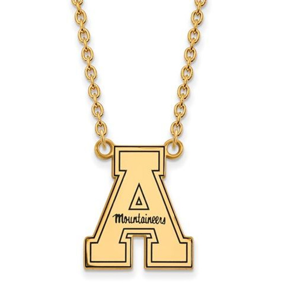 Appalachian State University Sterling Silver Gold Plated Enameled Large Pendant Necklace | Logo Art | GP025APS-18