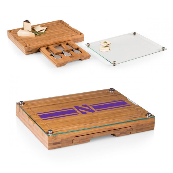 Northwestern Wildcats Concerto Bamboo Cutting Board | Picnic Time | 919-00-505-434-0-1