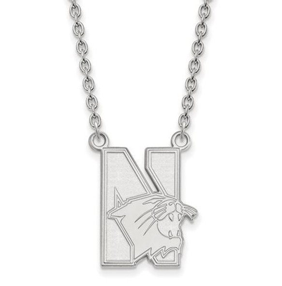 Northwestern University Sterling Silver Large Pendant Necklace | Logo Art | SS008NWU-18