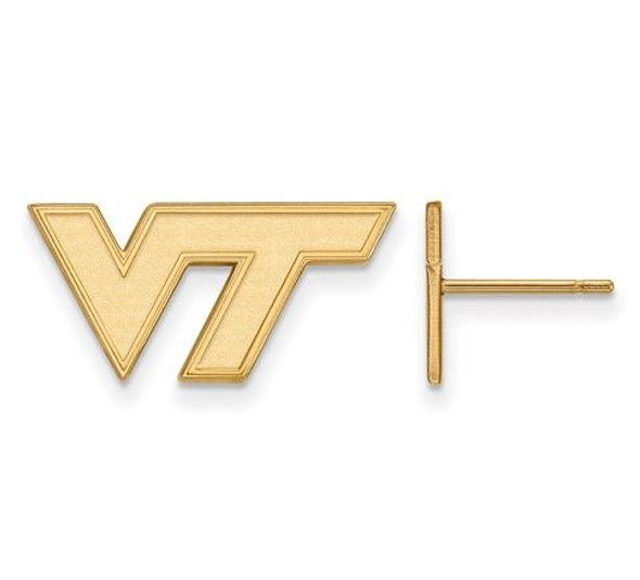 Virginia Tech Sterling Silver Gold Plated Extra Small Post Earrings | Logo Art | GP069VTE