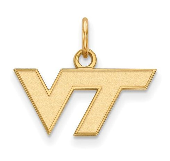 Virginia Tech Sterling Silver Gold Plated Extra Small Pendant | Logo Art | GP001VTE