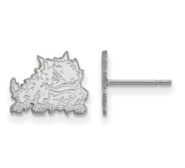TCU 14k White Gold Extra Small Post Earrings | Logo Art | 4W022TCU