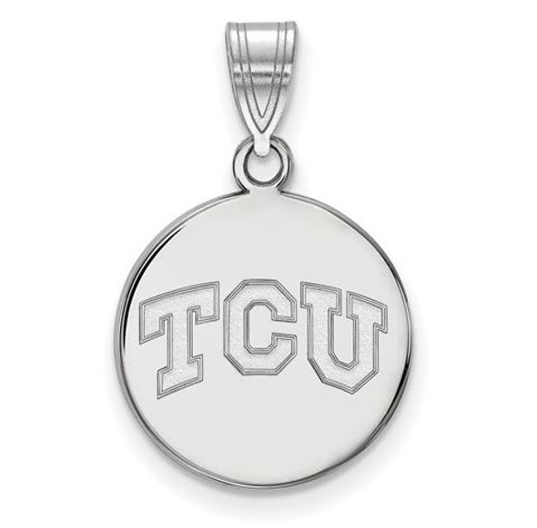 TCU 14k White Gold Medium Disc Pendant | Logo Art | 4W037TCU