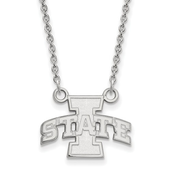 Iowa State University 14k White Gold Small Pendant Necklace | Logo Art | 4W006IAS-18