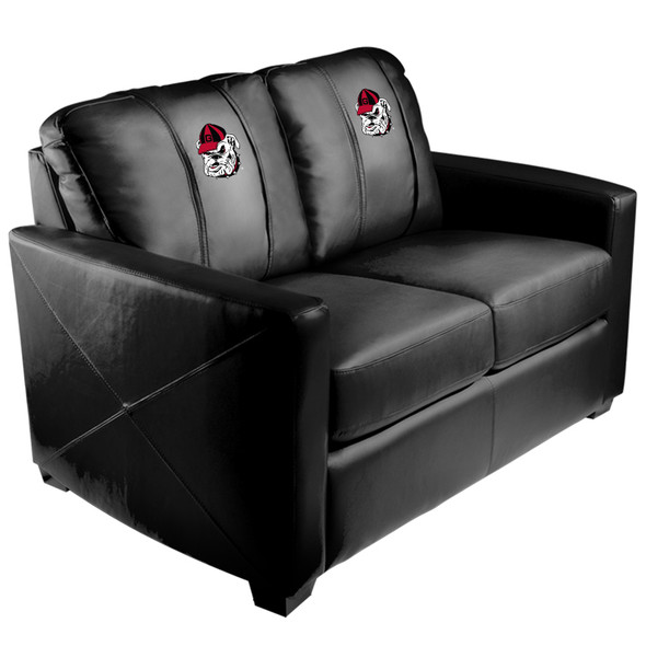 Georgia Pinstripe Bulldog Head Logo Silver Love Seat | Dreamseat | XZ7759003LSCDBK-PSCOL13191