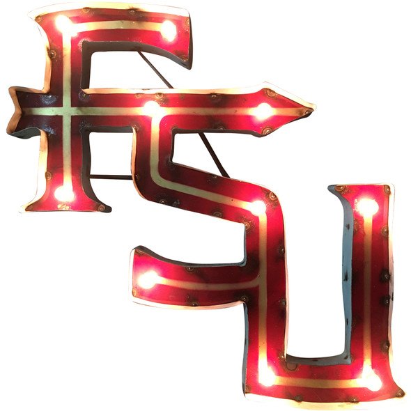 FSU Seminoles Recycled Metal Wall Decor FSU Illuminated | LRT SALES | FSUWDLGT