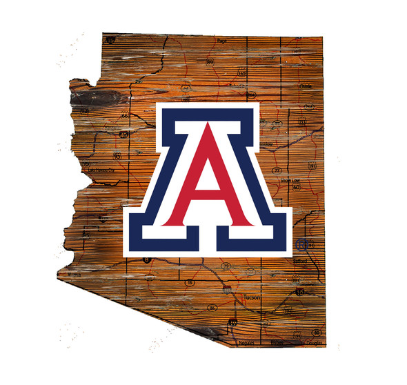 Arizona Wildcats Distressed State Wall Art |FAN CREATIONS |  C0728-Arizona