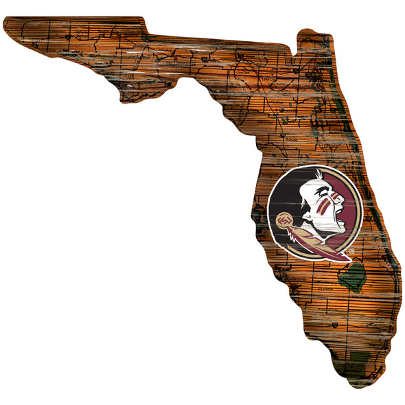 Florida State Seminoles Distressed State Wall Art |FAN CREATIONS |  C0728-Florida State