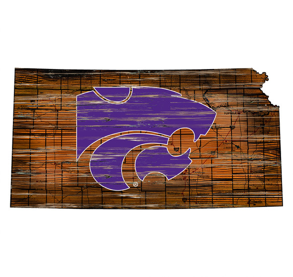 Kansas State Wildcats Distressed State Wall Art |FAN CREATIONS |  C0728-Kansas State