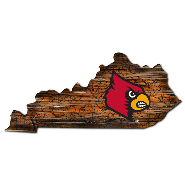 Louisville Cardinals Distressed State Wall Art |FAN CREATIONS |  C0728-Louisville