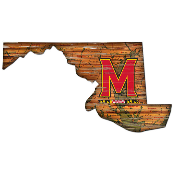 Maryland Terrapins Distressed State Wall Art |FAN CREATIONS |  C0728-Maryland
