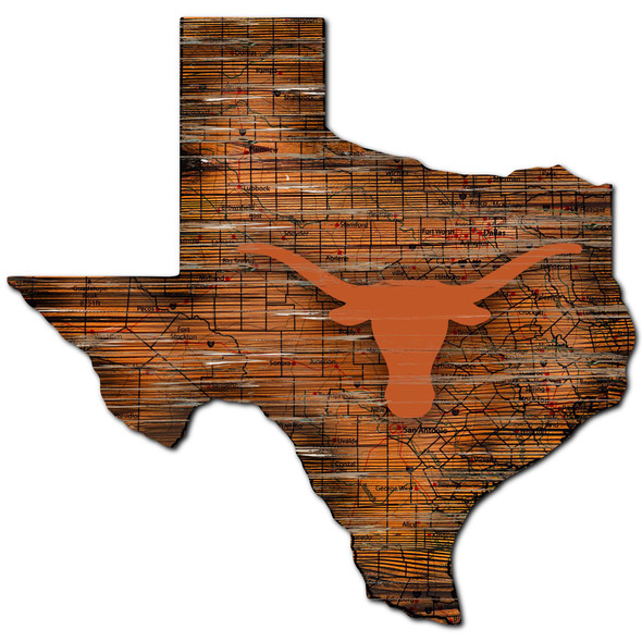 Texas Longhorns Distressed State Wall Art |FAN CREATIONS |  C0728-Texas