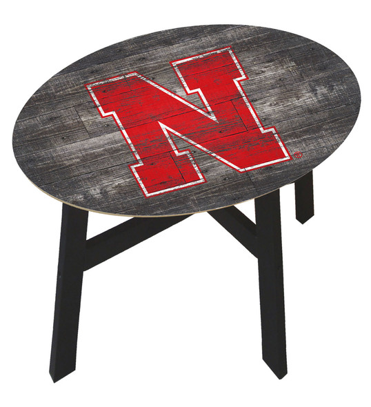 Nebraska Huskers Distressed Wood Side Table |FAN CREATIONS | C0823-Nebraska