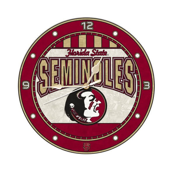 FSU Seminoles 12in Art Glass Clock | MEMORY COMPANY |  COL-FSU-274