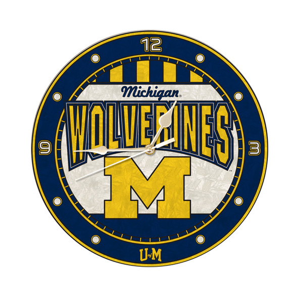 Michigan Wolverines 12in Art Glass Clock | MEMORY COMPANY |  COL-MH-274