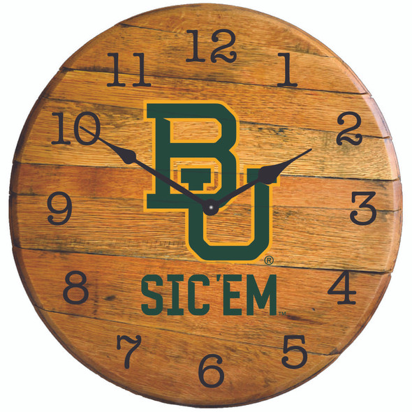 Baylor Bears Logo 21" Barrel Team Logo Clock|GREENSTONES|BTC-BAY-01