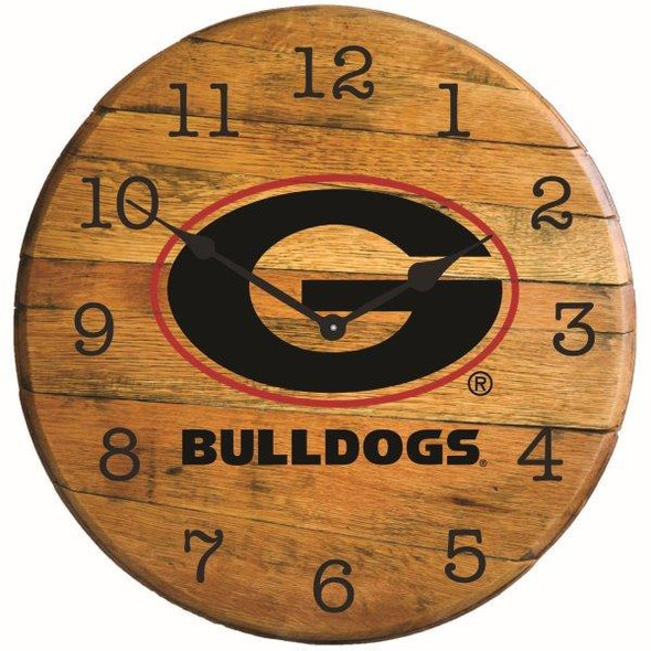 Georgia Bulldogs 21" Barrel Team Logo Clock|GREENSTONES| BTC-GA-01