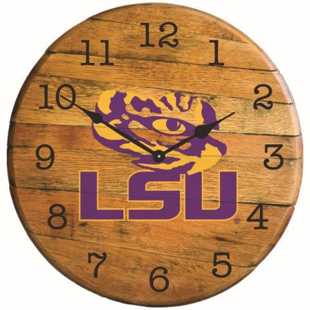 LSU Tigers Logo 21" Barrel Team Clock | GREENSTONES| BTC-LSU-01
