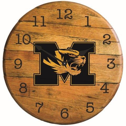 Missouri Tigers 21" Barrel Team Logo Clock| Greenstones| BTC-MIZ-01
