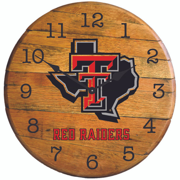 Texas Tech Red Raiders 21" Barrel Team Logo Clock  | GREENSTONES | BYC-TTU-01