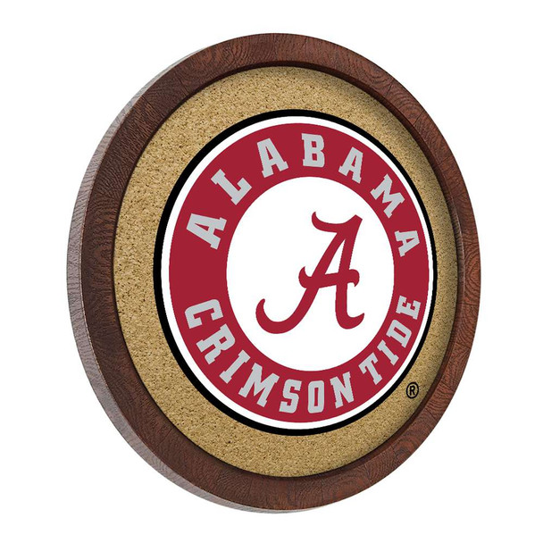 Alabama Crimson Tide Faux Barrel Framed Cork Board - Color Logo