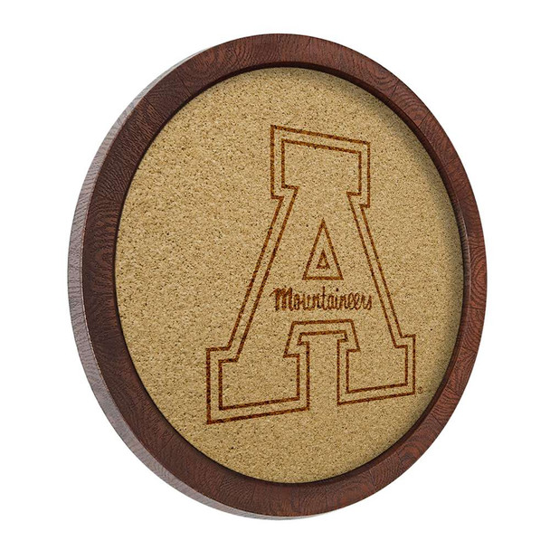 Appalachian State Mountaineers Faux Barrel Framed Cork Board - Monochrome Logo Appalachian State Mountaineers Faux Barrel Framed Cork Board - Monochrome Logo