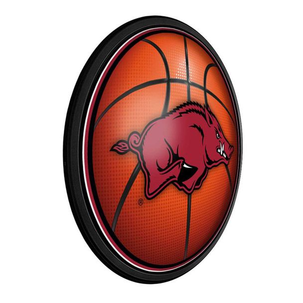 Arkansas Razorbacks Basketball - Round Slimline Lighted Wall Sign