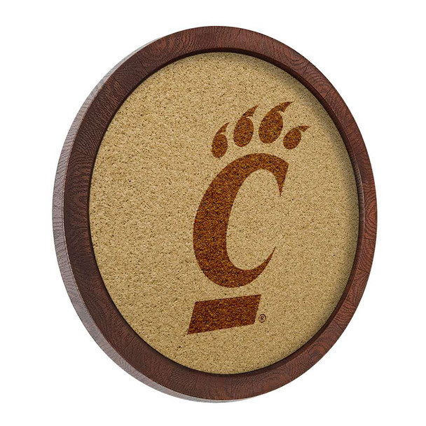 Cincinnati Bearcats Logo - Faux Barrel Framed Cork Board - Monochrome Logo Cincinnati Bearcats Logo - Faux Barrel Framed Cork Board - Monochrome Logo