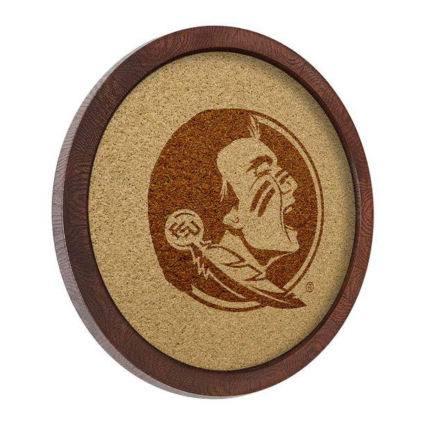 Florida State Seminoles Faux Barrel Framed Cork Board - Monochrome Logo